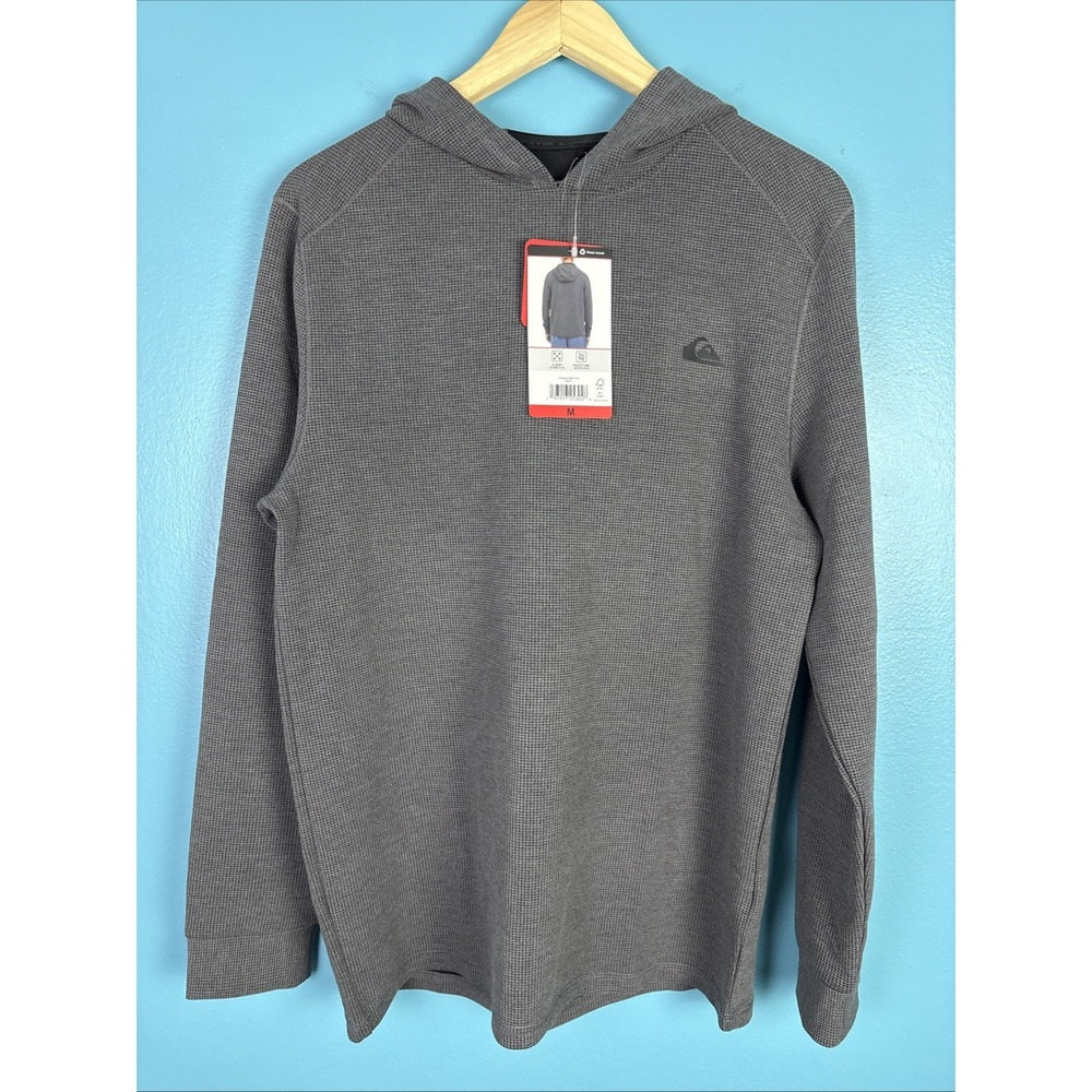 Quiksilver Men's Textured Pullover Sweater Hoodie Gray Size M Skater Surfer